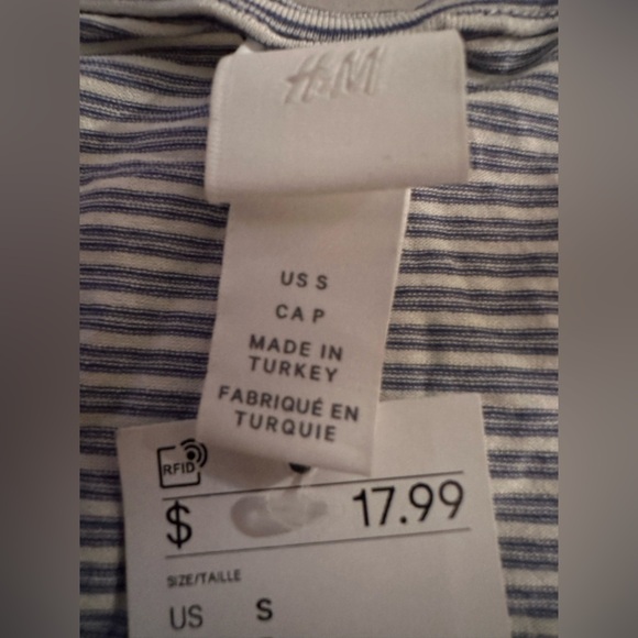 NWT H&M Long Sleeve Wrap Stretch Bodysuit Blue White Striped S - Picture 6 of 8